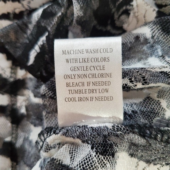 Almost Famous Womens Lace Tank Top Size XL Black White Sheer Floral Pullover - Picture 13 of 13